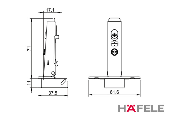 Петля Metalla 110 SM накладная УО 105° 48/6, h=12 мм, без SC